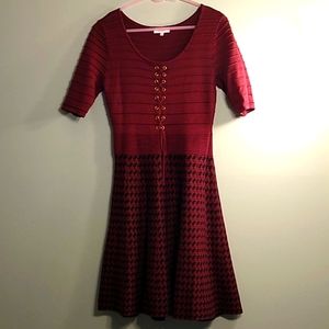 💝 Candies Burgundy and Black Sweater Dress